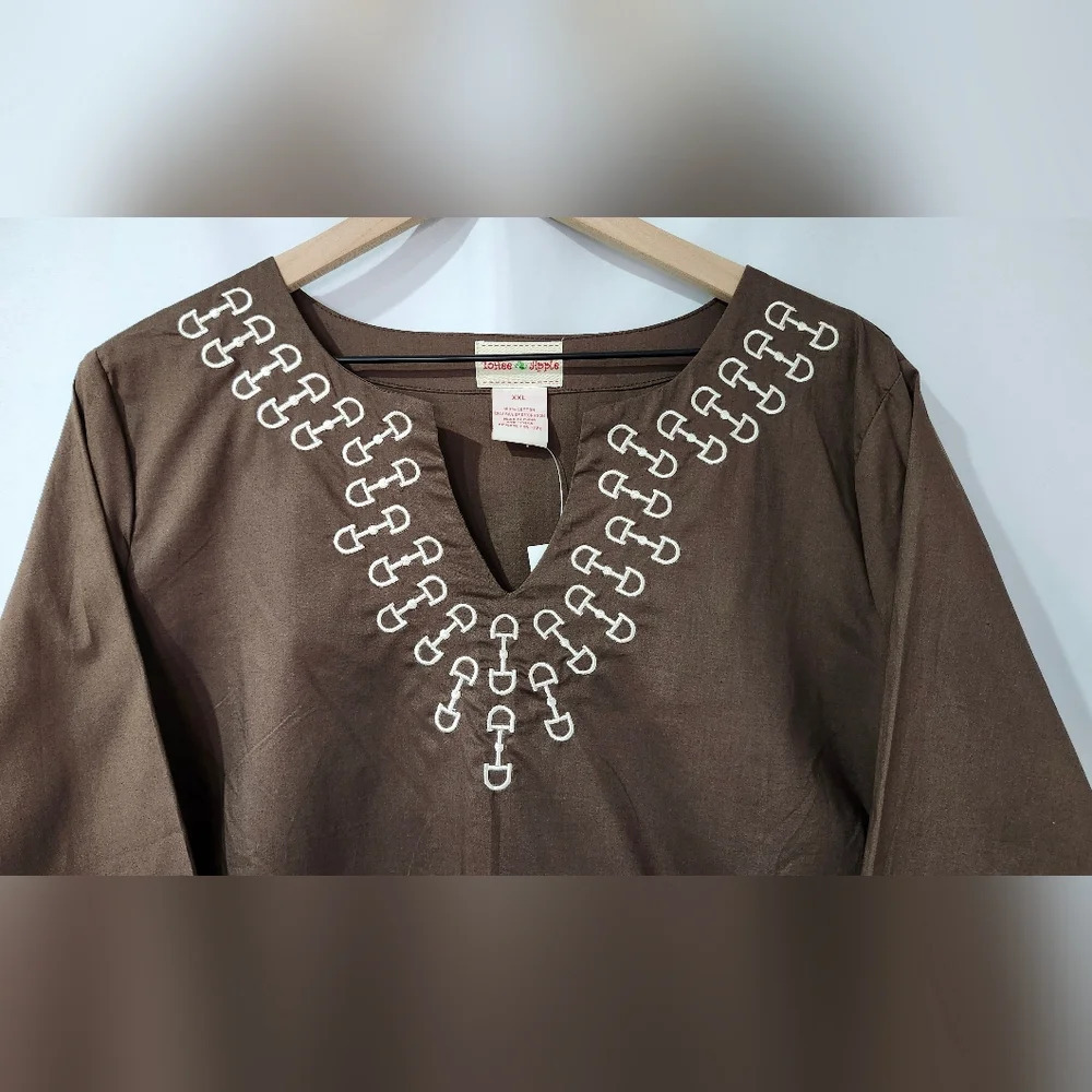 Toffee Apple NWT Women's Horse Bit Tunic Size XXL Brown with Ivory Equestrian - Picture 6 of 7